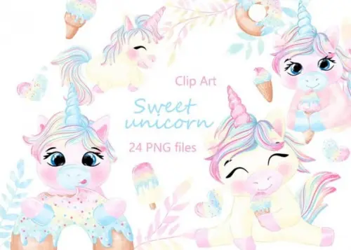Kit Digital Unicórnio baby / Cute