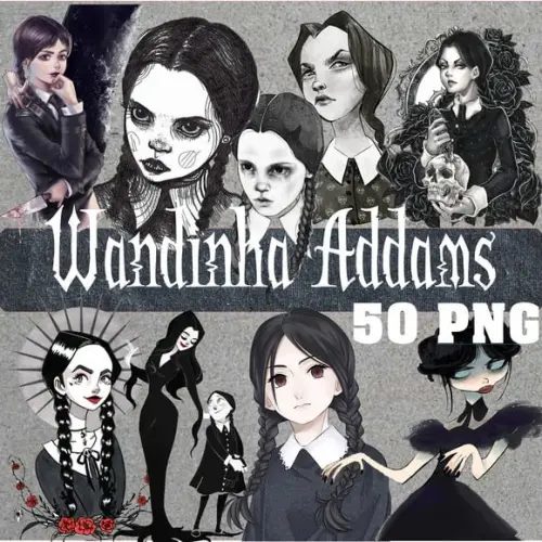 Kit Digital Wandinha Wednesday Familia Addams