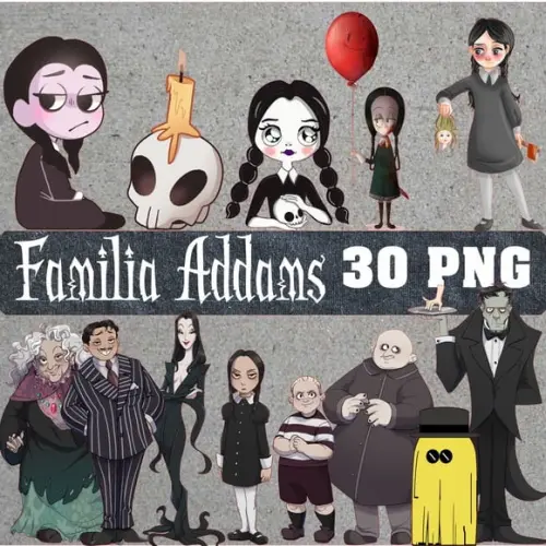 Kit Digital Wandinha Wednesday Familia Addams
