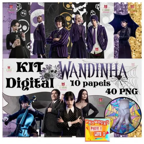 Kit Digital Wandinha Wednesday Familia Addams