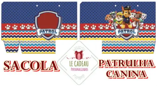 Arquivo de corte Sacola Patrulha Canina (M e G) Studio/PDF