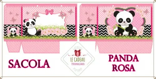 Arquivo de corte Sacola panda rosa Studio/PDF