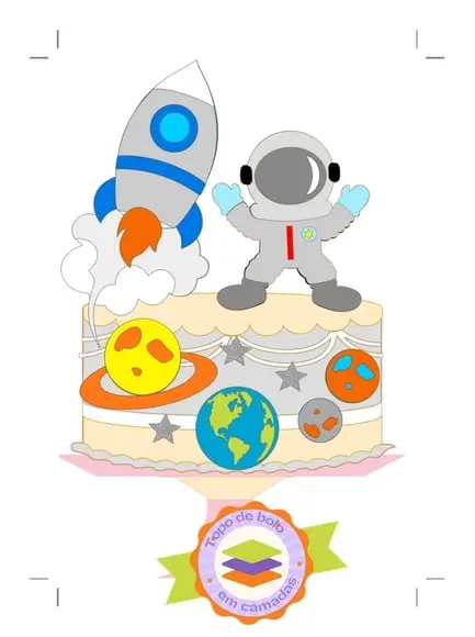 Arquivo de Corte Topo de Bolo Astronauta Studio