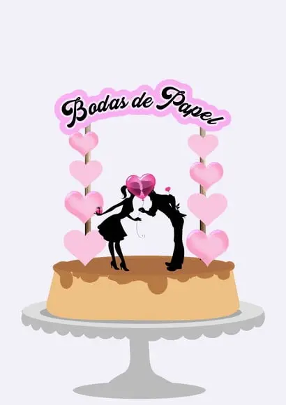 Arquivo de Corte Topo de Bolo Bodas de Papel Studio/PDF