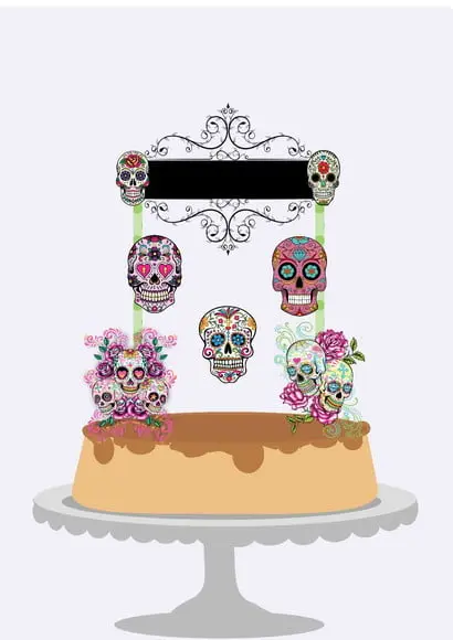Arquivo de Corte Topo de Bolo Caveira Mexicana Studio/PDF