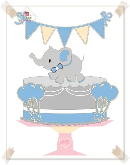 Arquivo de Corte Topo de Bolo Elefante menino Studio