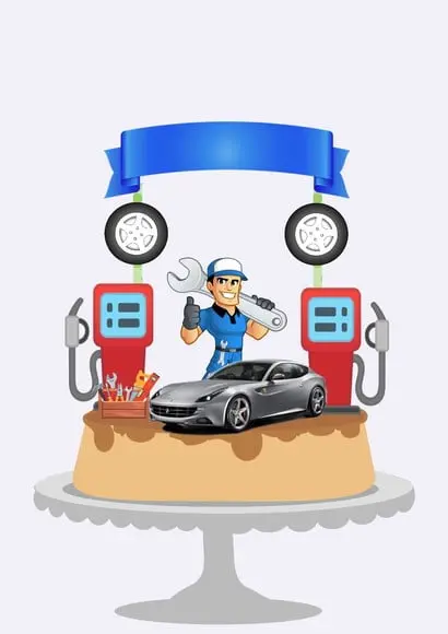 Arquivo de Corte Topo de Bolo Posto de Gasolina Studio/PDF