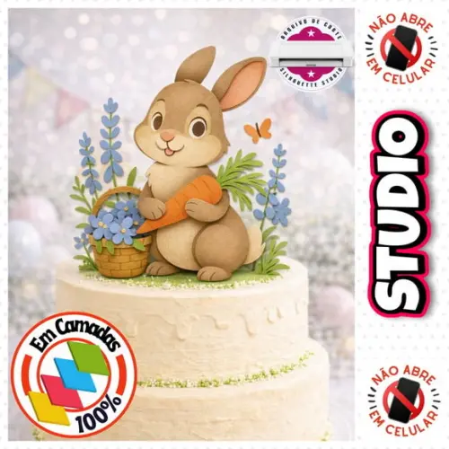 Arquivo Topo de Bolo Páscoa Coelho com Cenoura