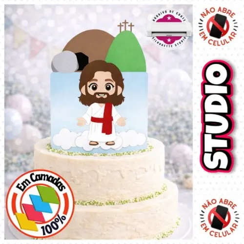 Arquivo Topo de Bolo Páscoa Cristã Jesus Cristo