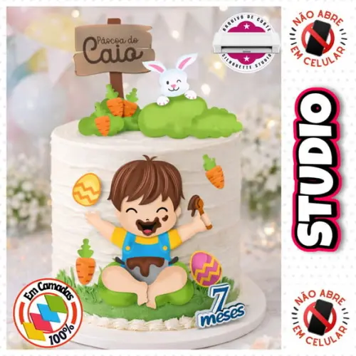 Arquivo Topo de Bolo Páscoa Menino Bebe Sujo com Chocolate
