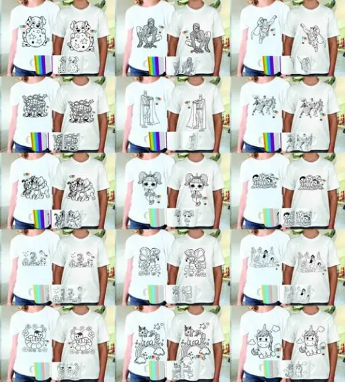 15 Artes para Canecas e Camisas Infantil para Colorir Jpg