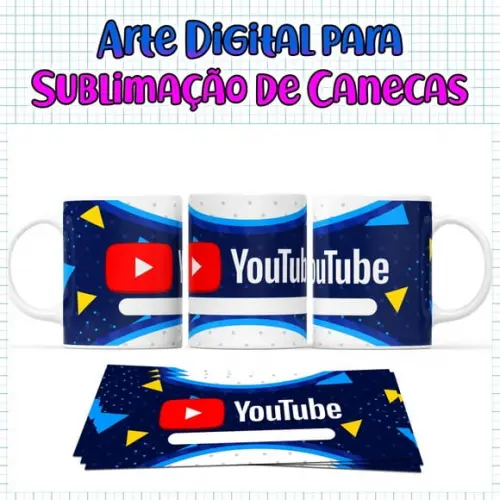 Arte Caneca Youtube - Arquivo Digital Sublimação Youtuber