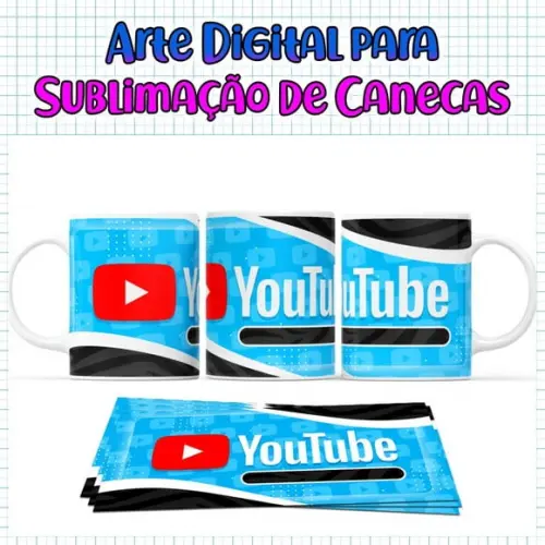 Arte Caneca Youtube - Arquivo Digital Sublimação Youtuber