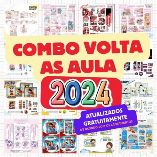 Combo Volta as Aulas 2025 Etiquetas Escolares Encadernação