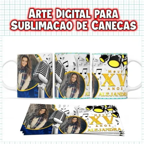 Arte Digital para Sublimação de Canecas Festa Musica