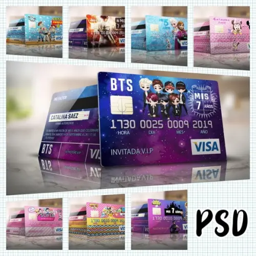 Arquivo Kit 23 Convite Aniversário Cartão De Crédito **psd**