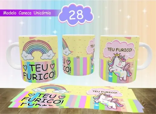Kit digital 40 artes para canecas Unicórnio Indiscreto