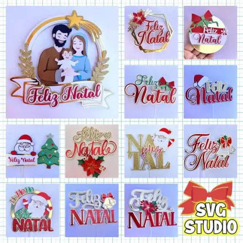 Arquivo de Corte Topo Natal (12 Modelos) Svg e Studio
