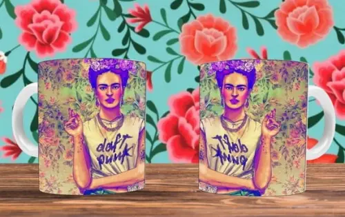 Kit 14 Artes Frida Kahlo Sublimação Estampas Canecas