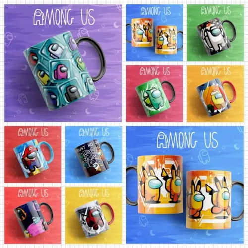 Kit 16 Artes Among Us Sublimação Estampas Canecas Editável
