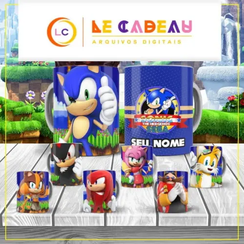 Kit 7 Artes Sonic Sublimação Estampas Canecas Editável