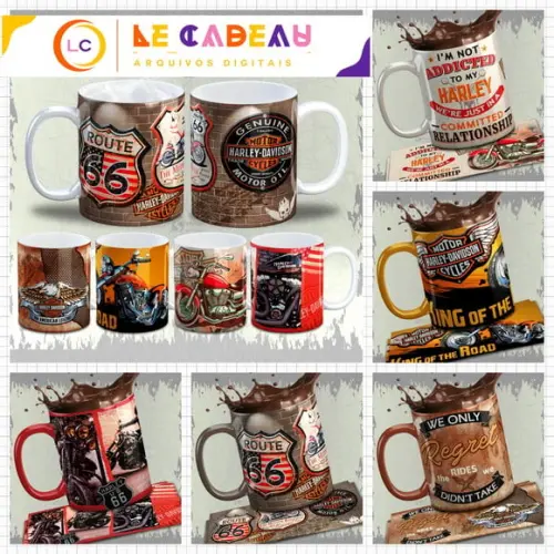Kit 5 Artes Estampas Caneca Harley