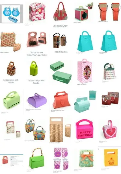 Arquivo de corte Caixa sacolas Bolsa 142 modelos em Studio