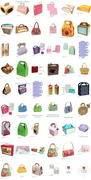 Arquivo de corte Caixa sacolas Bolsa 142 modelos em Studio