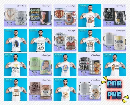 Arquivo digital kit 10 artes para canecas Dia dos Pais