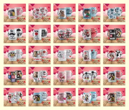 Arquivo digital kit 25 artes para canecas dia dos namorados