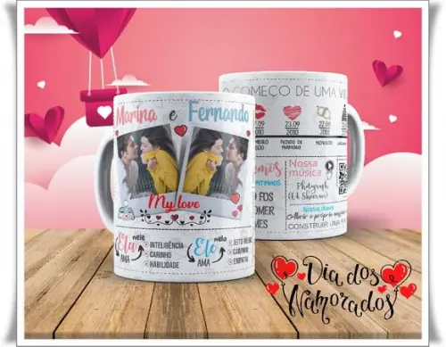 Arquivo digital kit 25 artes para canecas dia dos namorados