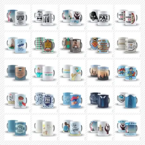 Arquivo digital kit 25 artes para canecas Dia dos Pais