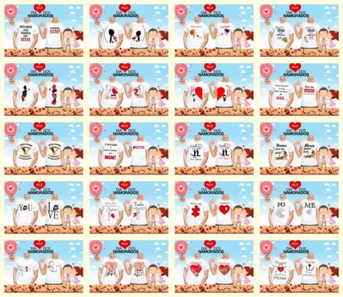 Estampas para camisetas Tema Dia dos Namorados JPG/PNG