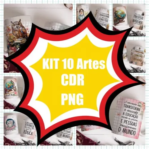Arquivo Digital Kit 10 Artes para Caneca Dia dos Professores