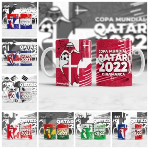 Kit 32 Artes para Caneca Copa Qatar 2022 Arquivo Digital