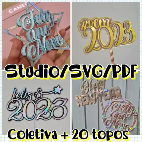 Arquivo de Corte Kit de Topos Feliz Ano Novo Studio Svg pdf