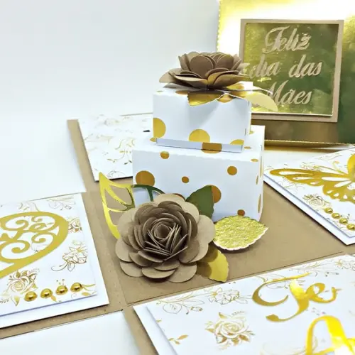 Arquivo Caixa explosão + Sacola Dia das Mães *Studio/PDF/SVG