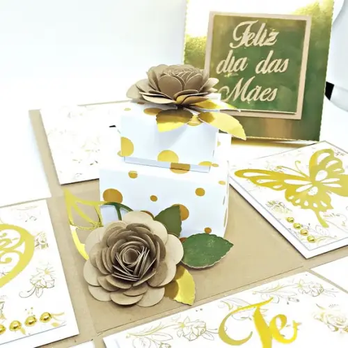 Arquivo Caixa explosão + Sacola Dia das Mães *Studio/PDF/SVG