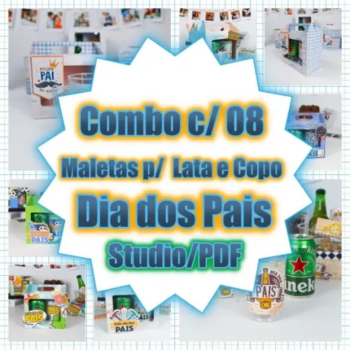 Arquivo Combo Caixa Maleta para Lata e Copo - Dia dos Pais