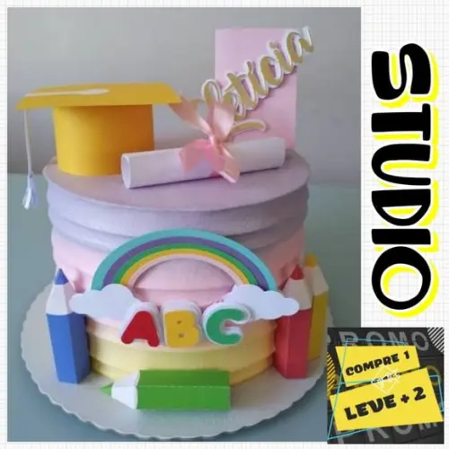 Arquivo Corte Topo de Bolo Abc Formatura