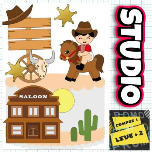 Arquivo Corte Topo de Bolo Cavalos Country Infantil