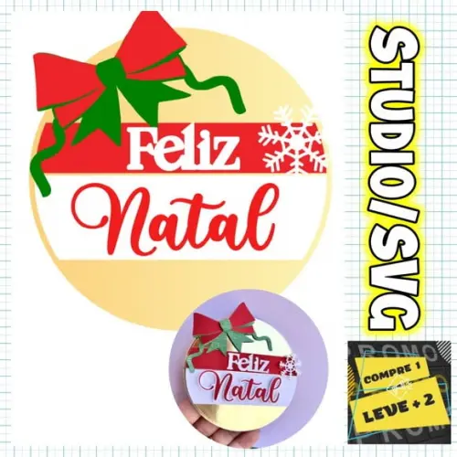 Arquivo Corte Topo de Bolo Natal Feliz Natal Circular