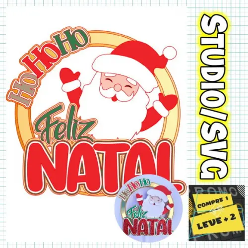 Arquivo Corte Topo de Bolo Natal Feliz Natal com Papai Noel