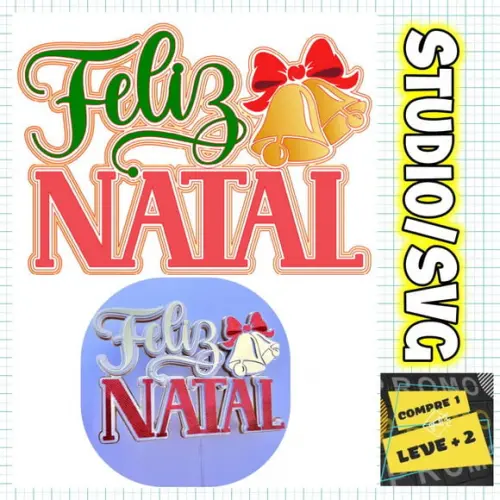 Arquivo Corte Topo de Bolo Natal Feliz Natal com Sinos