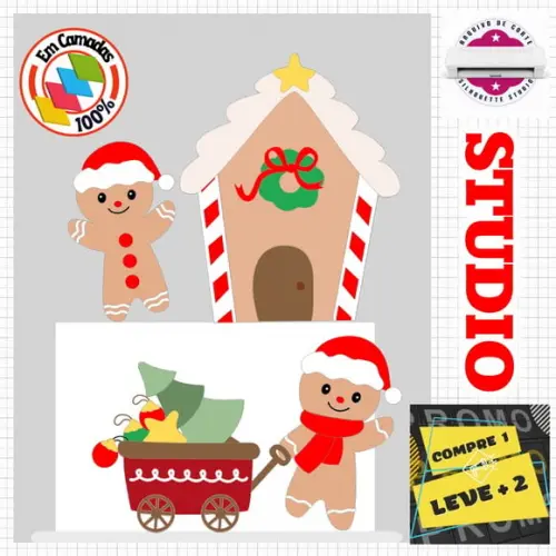 Arquivo Corte Topo de Bolo Natalino Biscoitos de Natal