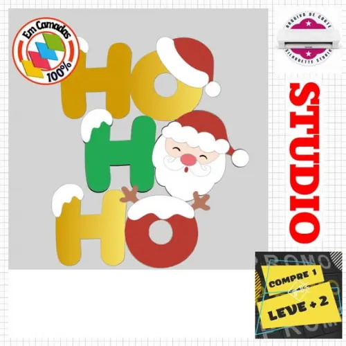 Arquivo Corte Topo de Bolo Natalino Hohoho Papai Noel