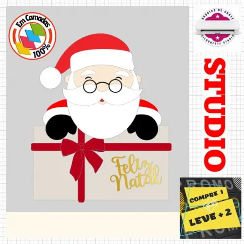 Arquivo Corte Topo de Bolo Natalino Papai Noel com Carta