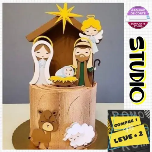 Arquivo Corte Topo de Bolo Presépio Natal Religioso