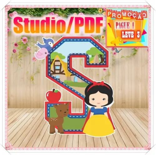 Arquivo de corte Alfabeto 3D - Branca de Neve * Studio/PDF