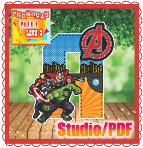 Arquivo de corte Alfabeto 3D - Os Vingadores *Studio/PDF
